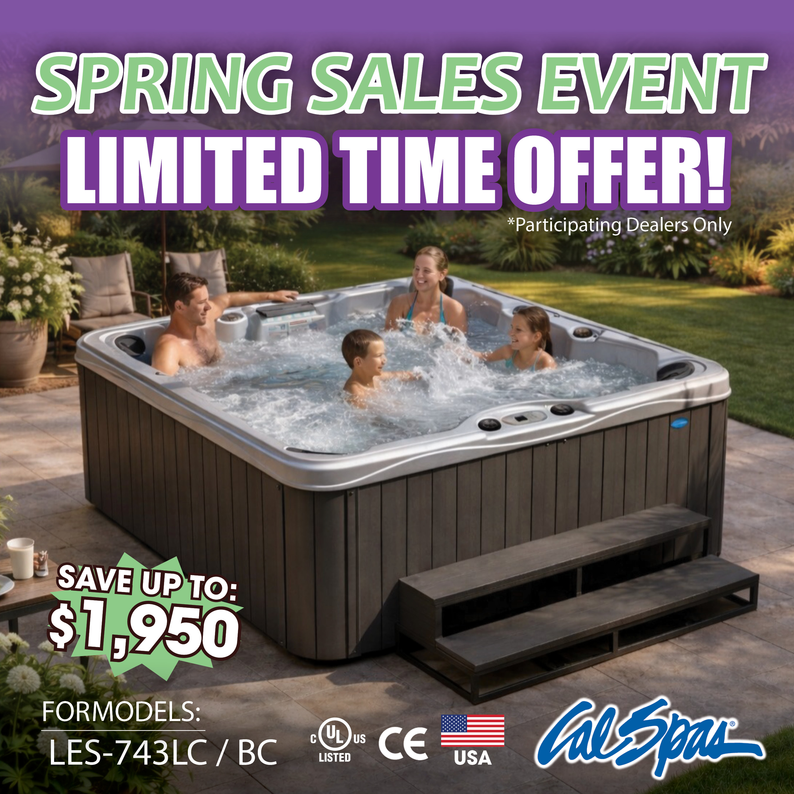 Calspas hot tub being used in a family setting - Victoria